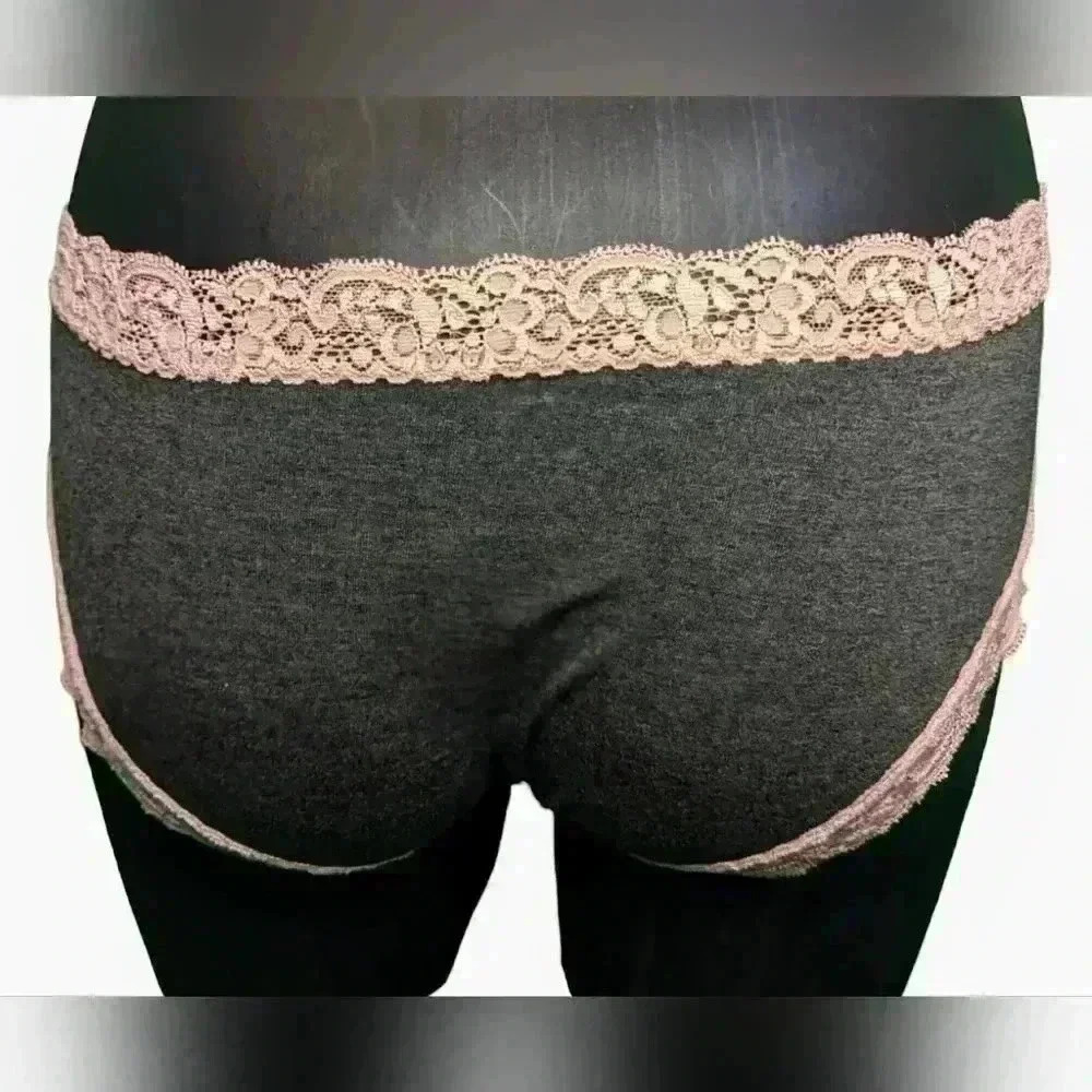Fleur't Boy Short Medium Gray With Pink Lace - Picture 4 of 5